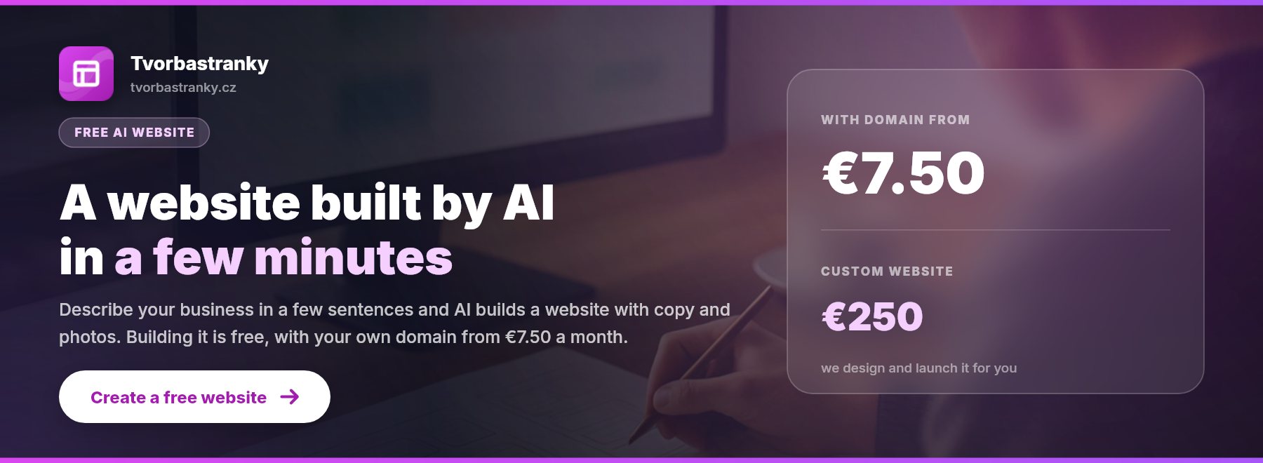 Tvorbastranky: A website built by AI in a few minutes