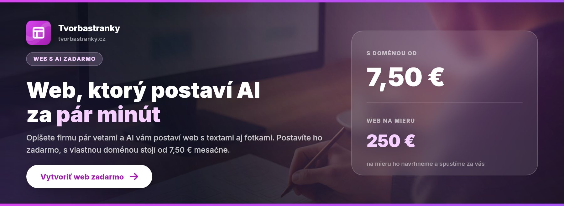 Tvorbastranky: Web, ktorý postaví AI za pár minút